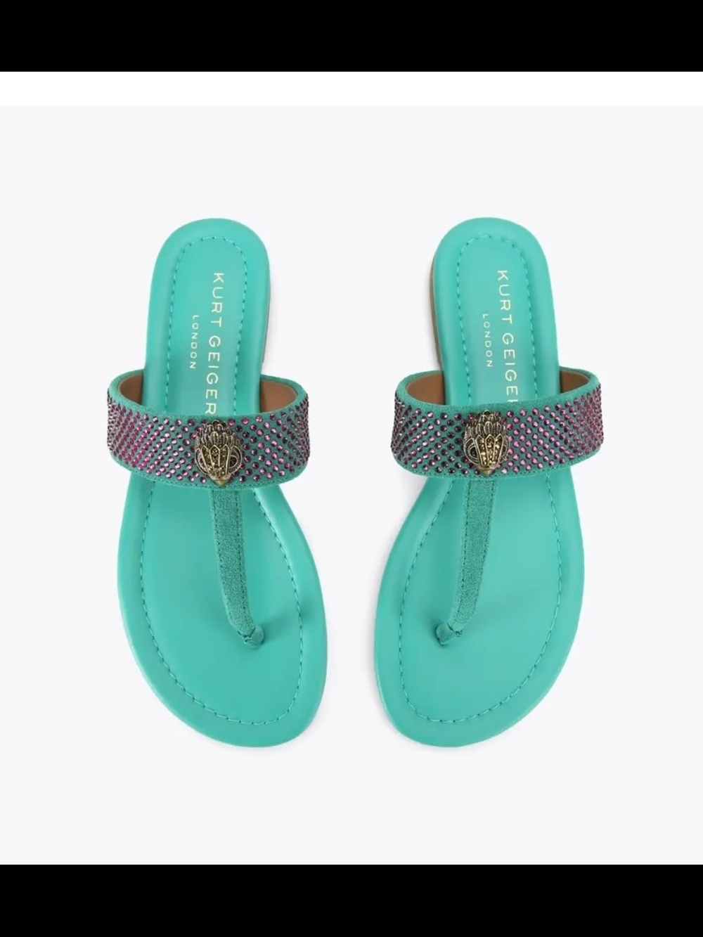 Kurt Geiger Turquoise Crystal-Embellished Thong Sandals